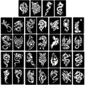 4 Sheets Temporary Tattoo Stencils, 32pcs Animal Patterns Henna Tattoo Stencil Kit Temporary Glitter Airbrush Tattoo Stencils Arabian Tattoo Stickers for Face Body Paint Art