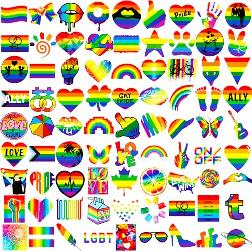 Zomme 144 Pcs Pride Tattoos, LGBT Rainbow Temporary Tattoos, Pride Temporary Tattoos, Waterproof Rainbow Flag Tattoo Stickers for Pride Equality Parades