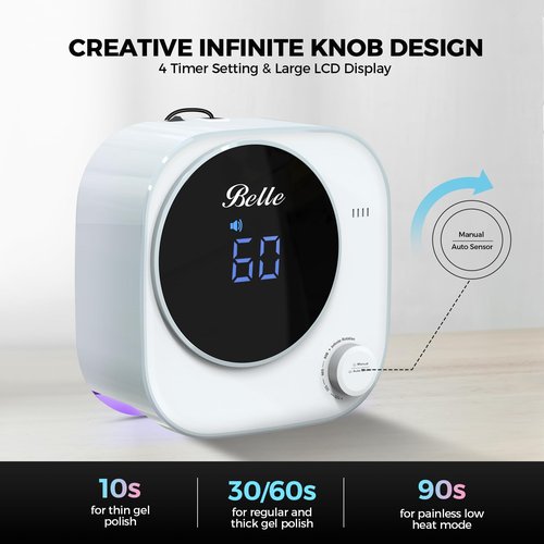 Belle UV Nail Lamp, UV Light for Gel Nails, LED Nail Lamp with 4 Timer Modes, Gel Nail Light Nail Dryer Salon-Quality Nail Curing Lamp for Home and Professional Use