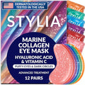 Stylia Under Eye Patches for Dark Circles and Puffy Eyes (6 Pairs), Marine Collagen Eye Mask for Puffiness with Vitamin C, Hyaluronic Acid, Pearl Extract, Eye Gel Pads for Dark Circles and Puffiness