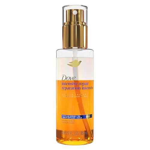 Dove Damage Therapy Intensive Repair with Amino Serum Bi-Phase Serum + Oil Hair Spray for Shine, Frizz Control, and Split Ends 3.9 oz
