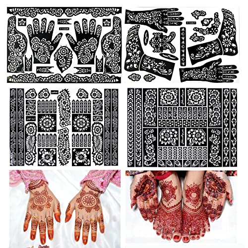 Henna tattoo kit,Indian Temporary Tattoo Stencils Glitter Airbrushing Diy Henna Tattoo Stencils Henna Body Art Templates, Hands Feet Leg Arm Tattoo Stickers