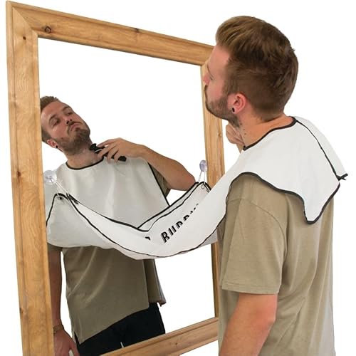 Beard Buddy Shaving Bib. Includes Suckers with Locking Hooks and Adjustable Fastening Strips. Beard Grooming. Travel Bag Included.