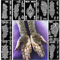 Pack of 9 Henna Tattoo Stencil Kit,Reusable Mehendi Stencils Templates for Hand Forearm Indian Arabian Temporary Tattoo Stickers