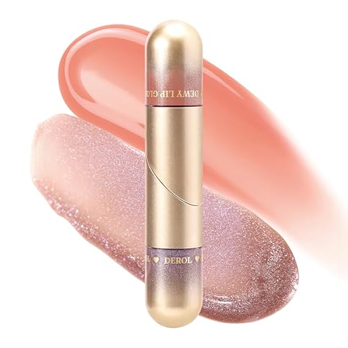 MIELIKKI 2-In-1 Double-ended Plumping Lip Gloss, Shiny Glossy Liquid Lipstick, Hydrating Lip Oil, Dewy Finish, High Shine, Long-Lasting, Moisturizing, Not Fade, AFFECTION