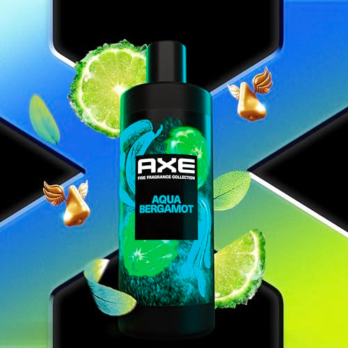 AXE Fine Fragrance Collection Body Wash For Men Aqua Bergamot 12h Refreshing Scent Shower Gel Infused with Bergamot, Sage, and Juniper Essential Oils 18 oz
