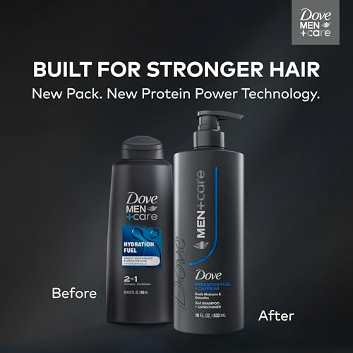 Dove Men+Care Shampoo 1 ct Hydration Fuel to Seal Moisture & Smooth Hair, with Caffeine, 18 FL OZ