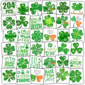 Partywind 204 PCS Glitter Shamrock Tattoos for St Patrick's Day, Individually Wrapped Cut Tattoo Stickers for Saint Patrick's Day Decorations Party Supplies, Irish Clover Accessories for Kids Adults