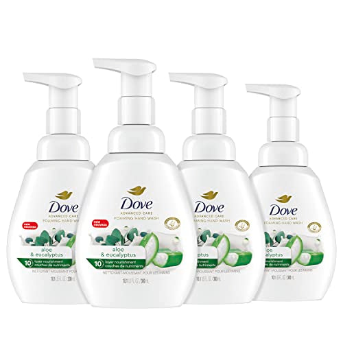 Dove Foaming Hand Wash Aloe & Eucalyptus Pack of 4 Protects Skin from Dryness & Body Wash with Pump Deep Moisture For Dry Skin Moisturizing Skin Cleanser 30.6 oz