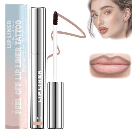 KDGENG Boulari Lip, 2.5ml/0.08fl.oz Boulari Peel Off Lip Liner Stain, Long Lasting Boulari Lip Stain Nude, Boulari Lip Stain Peel Off Waterproof, Boulari Lip Tint Stain Peel Off (#2 Neutral Mauve)