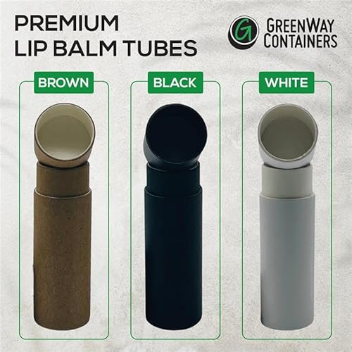 GreenWay 0.15oz / 4.25g Kraft Paperboard Lip Balm Tubes with Lids - 50 Pack Lip Gloss Tubes Refillable DIY Cosmetic Containers ? Extra Thick Push-Up Bottom Lip Balm Containers - Black
