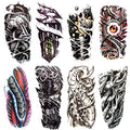 8 Pieces Large 3D Mechanical Parts Gear Arm Eyeball Muscle Body Art Temporary Tattoo