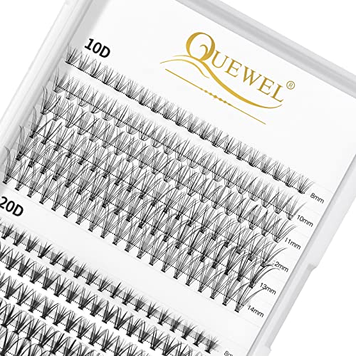 Cluster Lashes 240Pcs Individual Lashes 10D+20D D Curl Mix8-14mm & Cluster Lashes 72 Pcs Wide Stem Individual Lashes C/D Curl 8-16mm