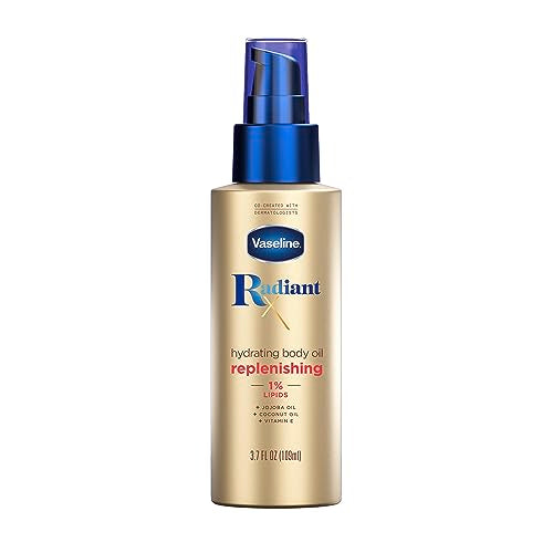Vaseline Radiant X Replenishing Body Oil with Jojoba & Coconut Oils 3.7oz + Illuminate Me Shea Butter Whipped Body Butter for Melanin Rich Skin 11oz