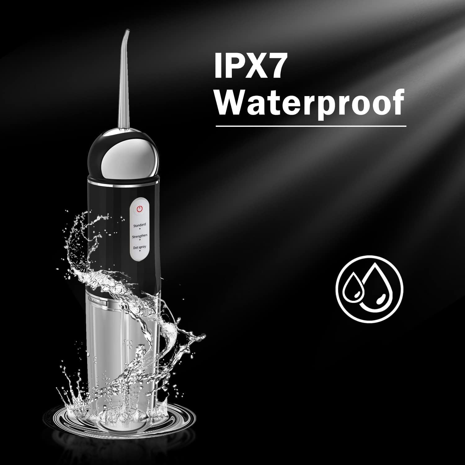 Water-Flosser-Cordless-Teeth-Cleaner Somall Water Dental Flosser with 3 Modes 4 Jets Rechargeable Dental Oral Irrigator for Home Travel (Premium Black)