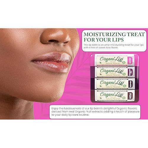OrganiLip Tinted Lip Balm Moisturizer - Natural Moisturizer for Cracked & Dry Lips - All-Day Ultra Moisturizing Lip Care for Kids and Adults - Shimmer, Pink Champagne, Crimson, Plum Colors - 4 Pack