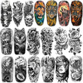 34 Sheets Half Arm Temporary Tattoos for Adults and Kids Waterproof Fake Tattoo for Men women Realistic Butterfly Rose Lion Tiger Wolf, Eagle Owl Forest - Long Lasting Tattoo Stickers for Halloween