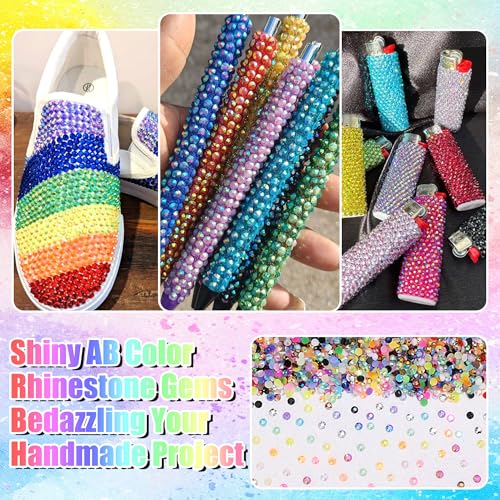RODAKY 28 Color Rhinestone 3mm Resin Jelly Rhinestones Colorful Flatback Gems for Bedazzling Crystal Rhinestone Kit with 3Pcs 10ml B7000 Glue Diamond Jewels for Crafting DIY Art