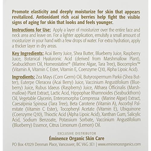 Eminence Organic Skincare Firm Skin Acai Moisturizer with Hyaluronic Acid, 2 Fluid Ounce (2254/Em)
