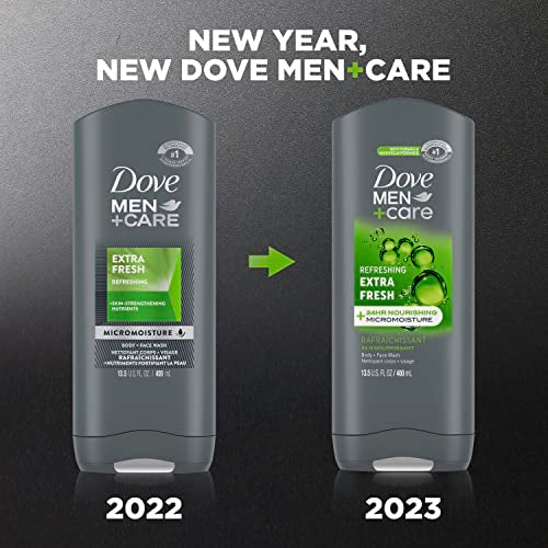 DOVE MEN + CARE Eucalyptus + Cedar Oil Body Wash 26 oz + Extra Fresh Body Wash and Face 13.5 oz Bundle for Healthier Skin