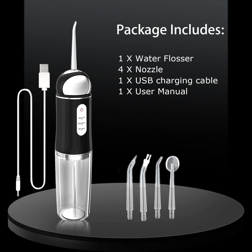 Water-Flosser-Cordless-Teeth-Cleaner Somall Water Dental Flosser with 3 Modes 4 Jets Rechargeable Dental Oral Irrigator for Home Travel (Premium Black)