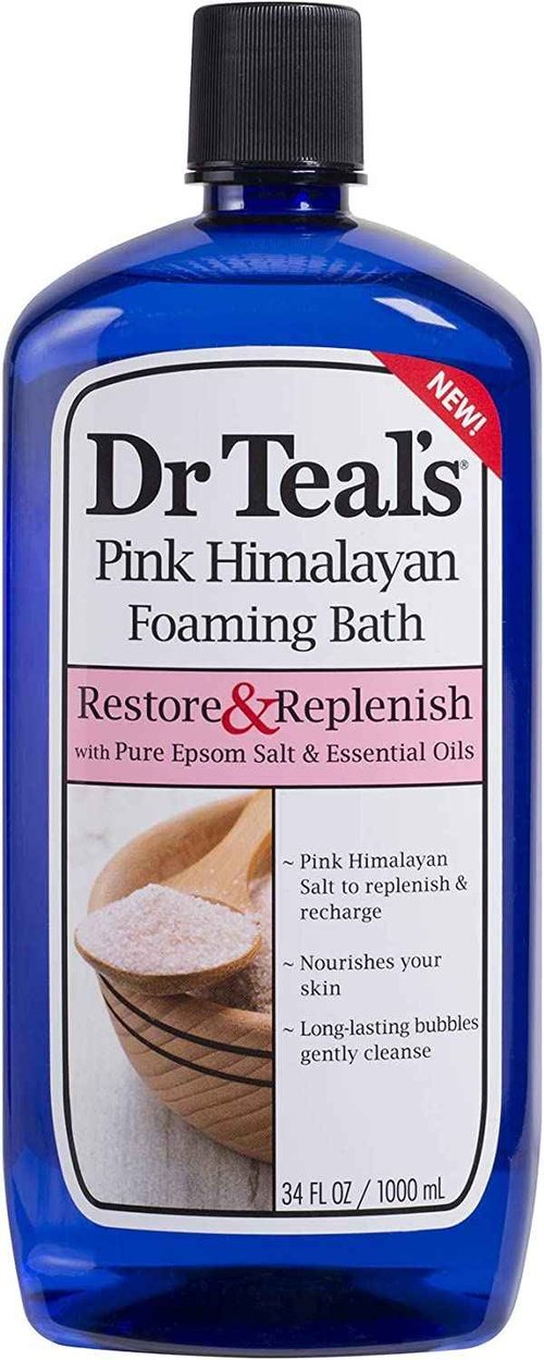 Dr. Teal's Pure Epsom Salt Foaming Bath Gift Set (2 Pack, 34 oz ea.) - Restore & Replenish Pink Himalayan and Glow & Radiance with Vitamin C & Citrus Essential Oils - Long Lasting Bubbles Nourish Skin