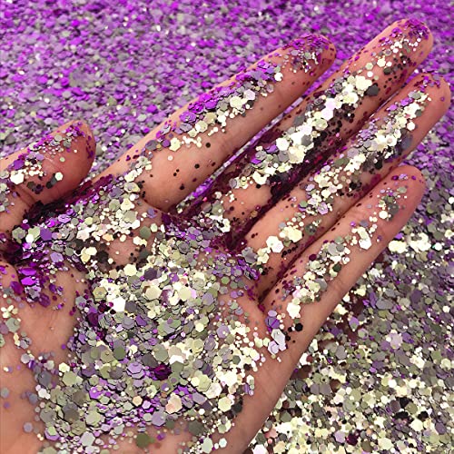 Color Shift - Chunky Cosmetic Glitter ? Festival Rave Beauty Makeup Face Body Nail ? (Lilac/Purple)