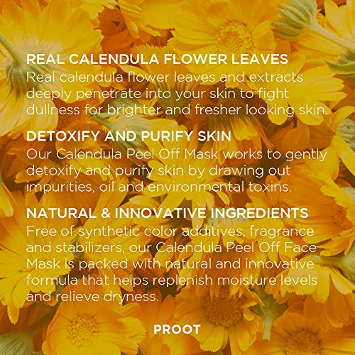 Calendula Peel Off Mask | With Herbal Infused Brightening Serum | Formulated with Real Calendula Flower Leaves and Extracts | Korean Skin Care, Vegan, Cruelty-Free | 3.38 oz