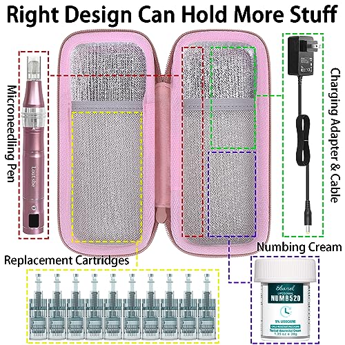 Aenllosi Hard Case Compatible with Professional Pen and Replaceable Cartridges,Holder for Electric Wireless Derma Pen(Rose Pink,Case Only)