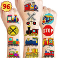 Train Temporary Tattoos Themed Birthday Party Supplies Decorations Favors Decor Cute Stickers Tattoo 8 Sheets 96 PCS Gifts for Kids Boys Girls Classroom Rewards Prizes Christmas