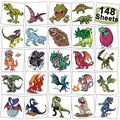 148 PCS Dinosaur and Dragon Temporary Tattoos for Kids - Dragon Individually Tattoos for Boys Girls Dinosaur Birthday Party Favors Goodie Bag Fillers