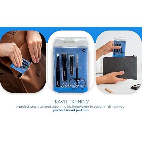 Pursonic | Salon Quality Manicure Tool Kit for Manicures & Pedicures, Includes Nail Clippers, Tweezers & Nail Scissors - Durable Stainless Steel Material with Anti-Slip Design for High Performance and