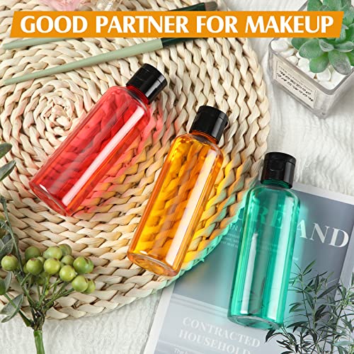 50 Piece 3.4 oz Travel Bottles with Flip Cap Plastic Empty Bottles Refillable Flip Cover Dispensing Squeeze containers with 2 Funnels Portable Refillable Containers for Travel Liquid(Clear, Black)