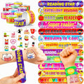 48PCS Love to Read Party Set - 24PCS Temporary Tattoos & 24PCS Slap Bracelets - Fun Book-Themed Birthday Supplies, Baby Shower Gifts, Classroom Rewards & Reading Incentives for Kids (Boys & Girls)
