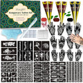 191 PCS Temporary Tattoo Stencils Kit, 6 Tattoo Ink Cones 3 Color (Black, Brown, Dark Red) & Tattoo Pen - Temporary Tattoo Kit, DIY Body Art | Perfect for Kids, Teens, Beginners, Family Fun & Parties