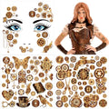 HOWAF Steampunk Temporary Tattoos Steampunk Face Tattoos, Steampunk Accessories Steam Punk Cogs and Gears Fake Tattoos, Halloween Tattoos Halloween Face Tattoo for Steampunk Halloween Costume