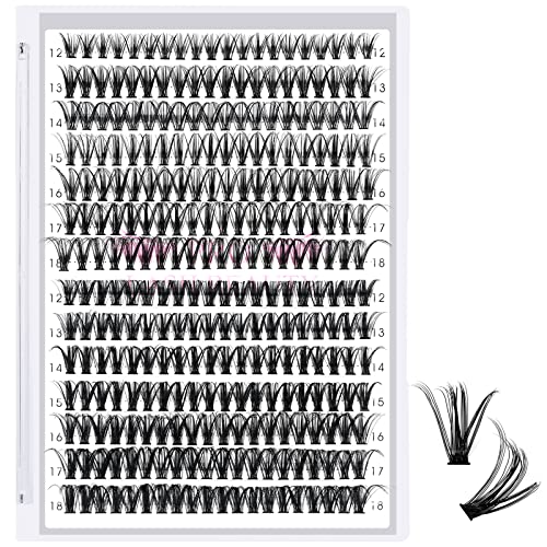 280 Pcs Individual Lashes, Lash Clusters 12-14-16-18 Mixed Cluster Lashes that Look Like Eyelash Extensions 30D+40D Mixed DIY Lash Extension Self Application At Home (30D+40D-D-12-18mix)