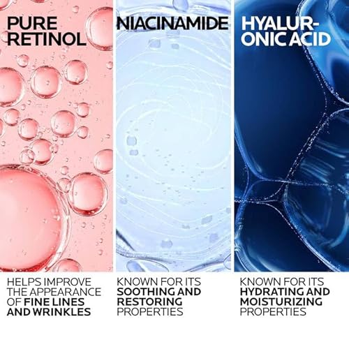 La Roche-Posay Pure Retinol Face Serum with Vitamin B3, Anti Aging Face Serum for Lines, Wrinkles & Premature Sun Damage to Resurface & Hydrate, Suitable for Sensitive Skin, 1.0 Fl. Oz