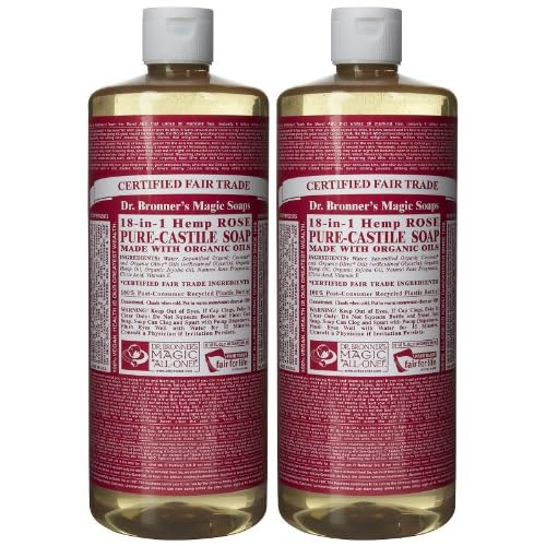 Dr. Bronner's Organic Pure Castile Liquid Soap, Rose, 32 oz, 2 pk