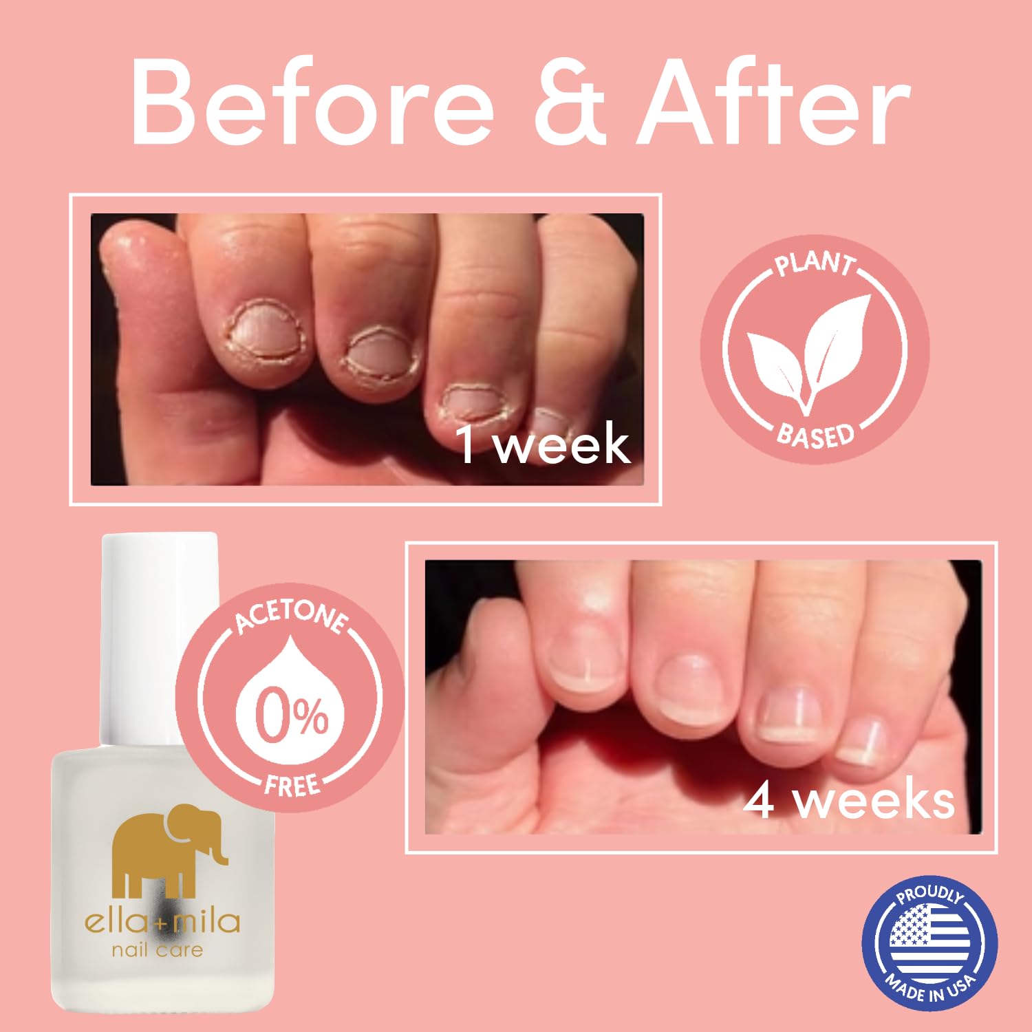 ella+mila "No More Biting" Nail Polish - Bitter Taste Nail Biting Treatment for Kids & Adults - Effective Thumb Sucking Stop for Kids (0.45 fl oz)