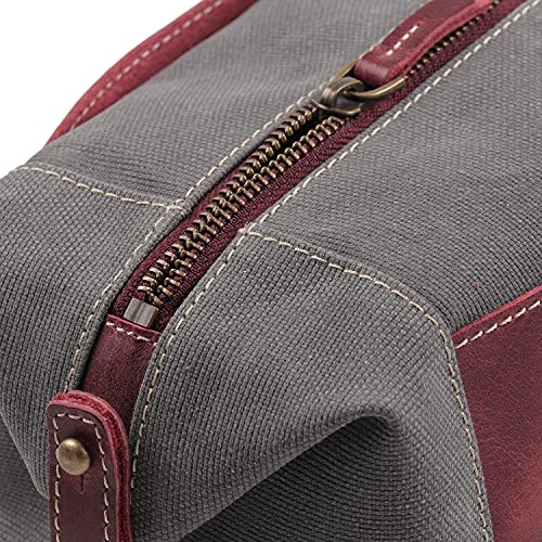 Londo Toiletry Bag Genuine Leather and Canvas Travel Toiletry Bag Dopp Kit - Unisex