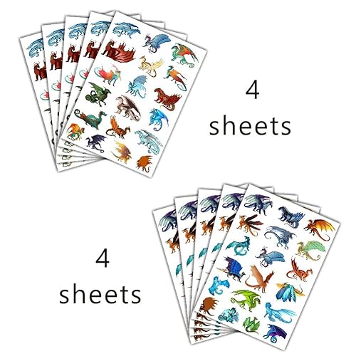 8 Sheets Wings of Fire Temporary Tattoos for Kids, Wings of Fire Birthday Party Decorations Party for Kids Party Supplies