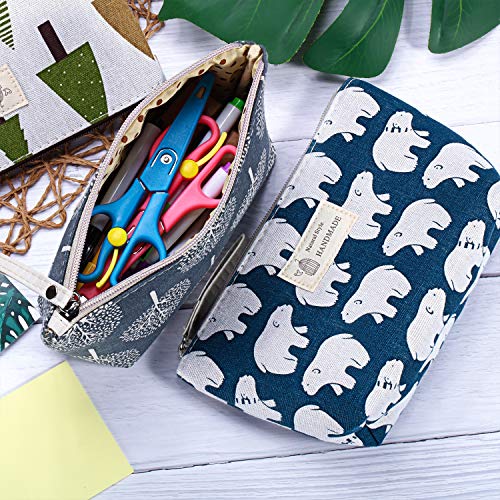 Boao 8 Pieces Canvas Cosmetic Bags Printed Small Makeup Bag Multi Function Travel Organizer Pouch Purse with Zipper for Women Fall Vacation Travel Toiletry storage Christmas Birthday Gift, 8 Styles