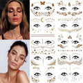 Gold Temporary Tattoo Stickers Freckles Face Tattoos for Women Girls Kids Metallic Waterproof Tattoo Sticker Butterfly Star Moon Stickers for Face Makeup Party Festival (Style B)