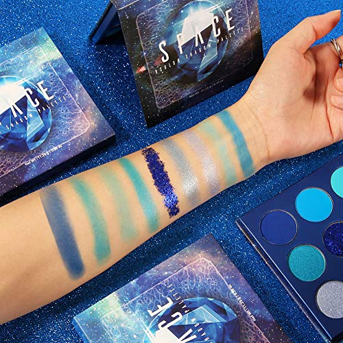 docolor Eyeshadow Palette 9 Colors Blue Eyeshadow Gemstone Shadow Palette Highly Pigmented Mattes Shimmers Naked Smokey Glitter Cream Colorful Powder Blendable Long Lasting Waterproof Makeup Palette