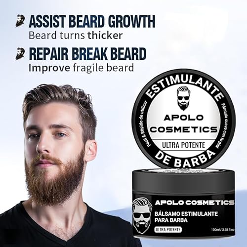 Para Barba, Beard Stimulating Balm Beard Cream, Estimulante Para Barba, B?lsamo Para Crecimiento De Barba Para Hombre, Ultra Potente Apolo Balsamo Negro Thicker, Fuller (1pcs)
