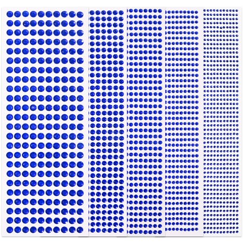 Dark Blue Face Gems Eye Jewels Rhinestones Gems Crystals Temporary Tattoo Stickers Jewels for Crafts 3/4/5/6/8MM Gems Jewels Eyes Stickers Makeup Self Adhesive for DIY Crafts 3555 PCS