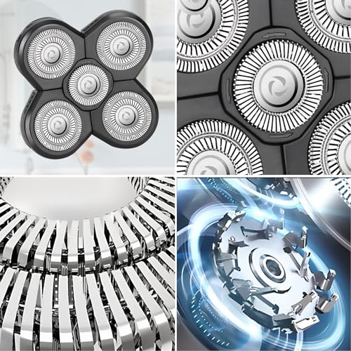 1 PCS Head Shaver Replacement Blades,Valentines Day Gifts for Him Mens Husband Dad - Birthday Gift Ideas for Dad, 5-Blade Shaver Heads for Bald and Face Hair with Cleaning Brush