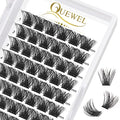 QUEWEL Cluster Lashes 72 Pcs Wide Stem Individual Lashes C/D Curl 14mm Length DIY Eyelash Extension False Eyelashes Natural&Mega Styles Soft for Personal Makeup Use at Home (Mega-D-14)