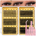 QUEWEL 580PCS Lash Clusters Kit 30D+40D+50D+60D+80D+100D Lashes Clusters Kit 10-18mm Cluster Lashes Individual Eyelash Clusters Reusable for Natural DIY Cluster Eyelash Extensions for Beginners
